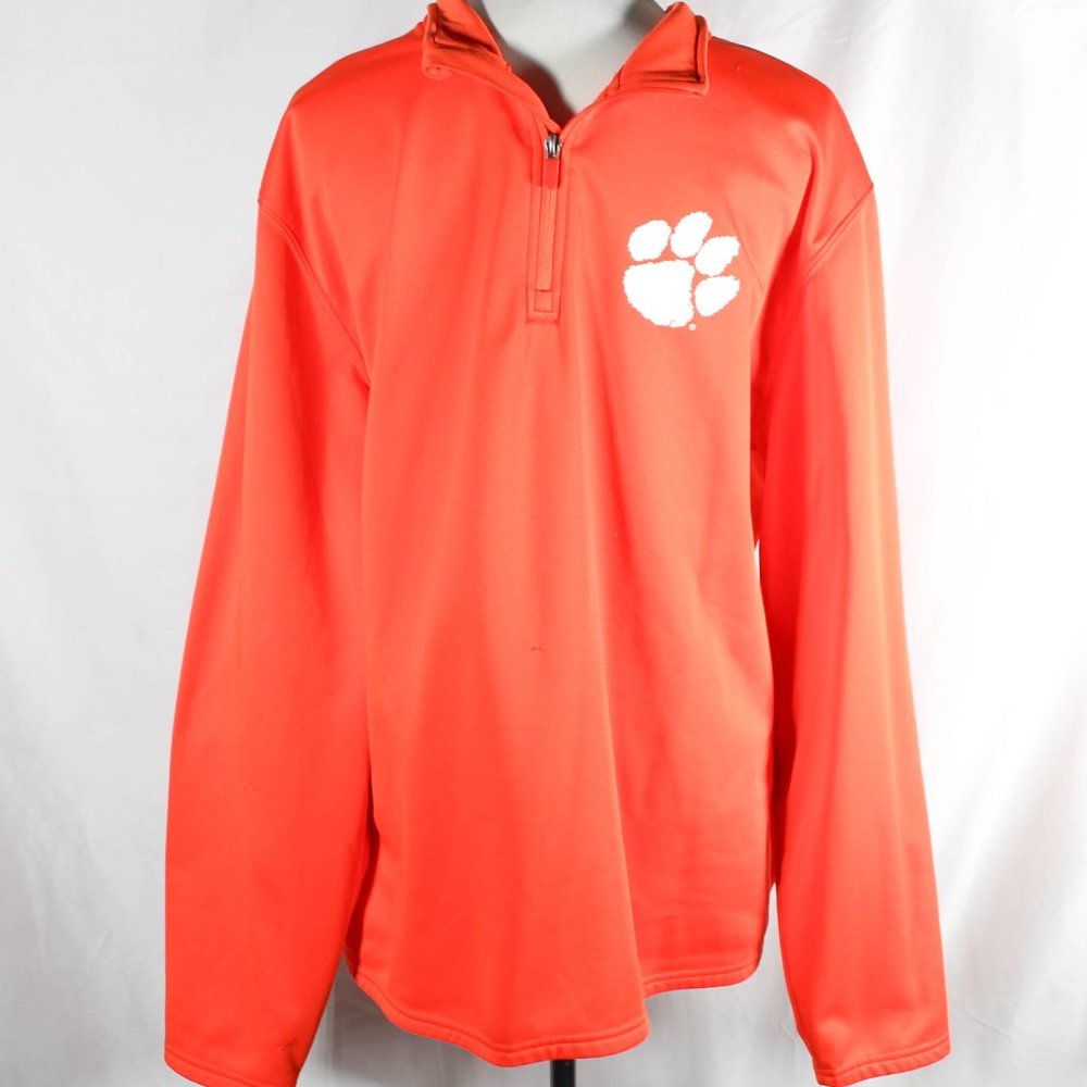 Men's Orange Clemson Tigers Football Logo Quarter-Zip Pullover Jacket